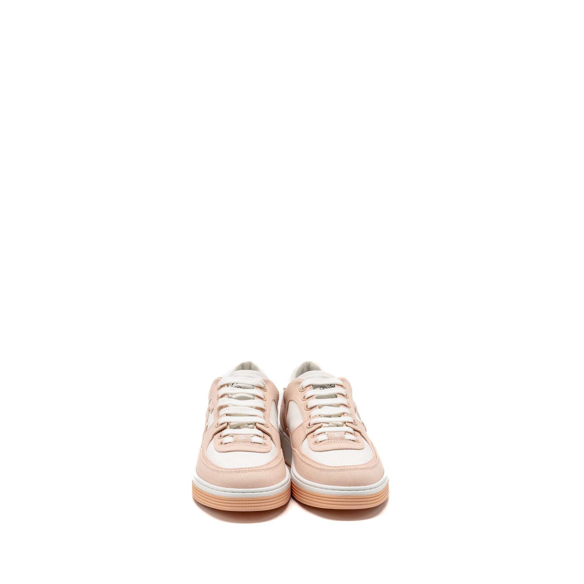 CHANEL CC LOGO SNEAKERS COTTON LIGHT PINK/WHITE