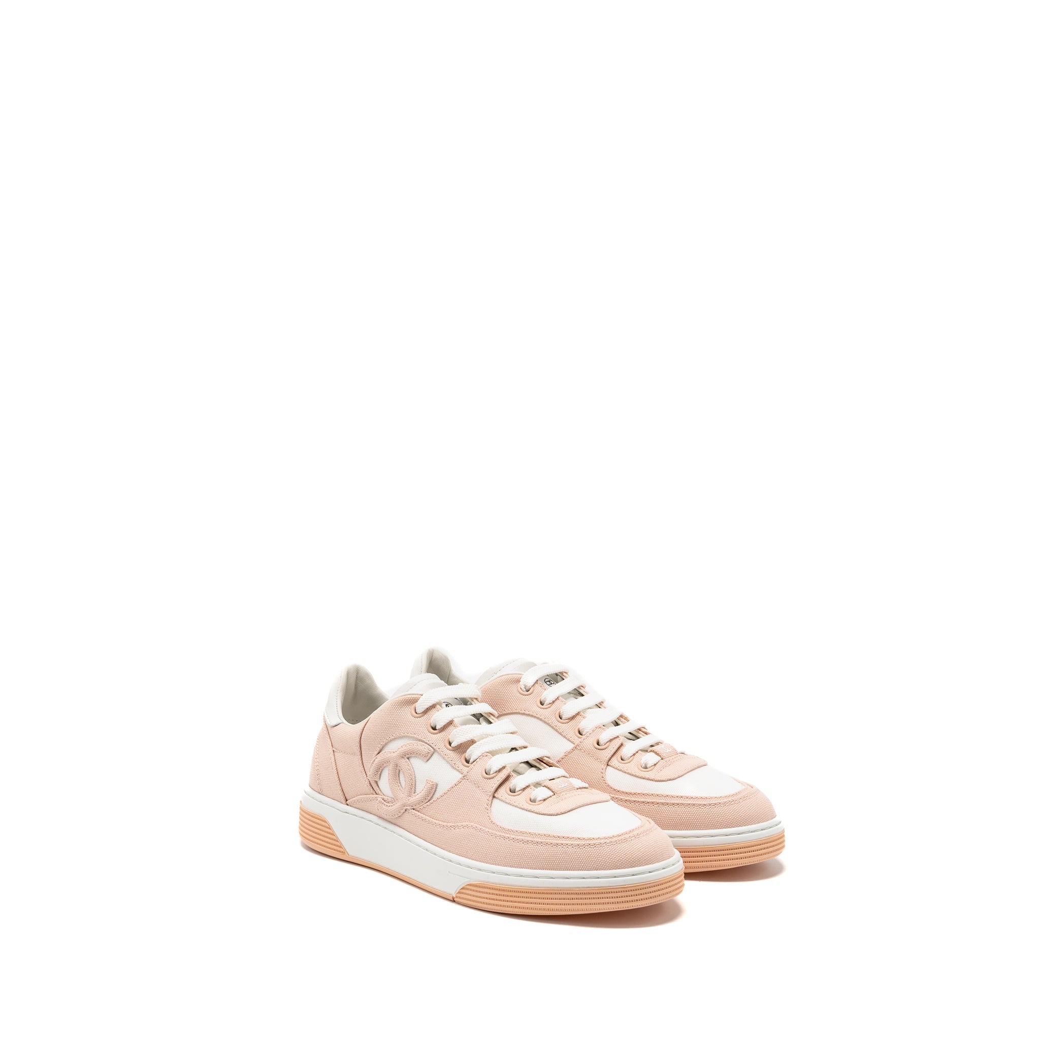 CHANEL CC LOGO SNEAKERS COTTON LIGHT PINK/WHITE
