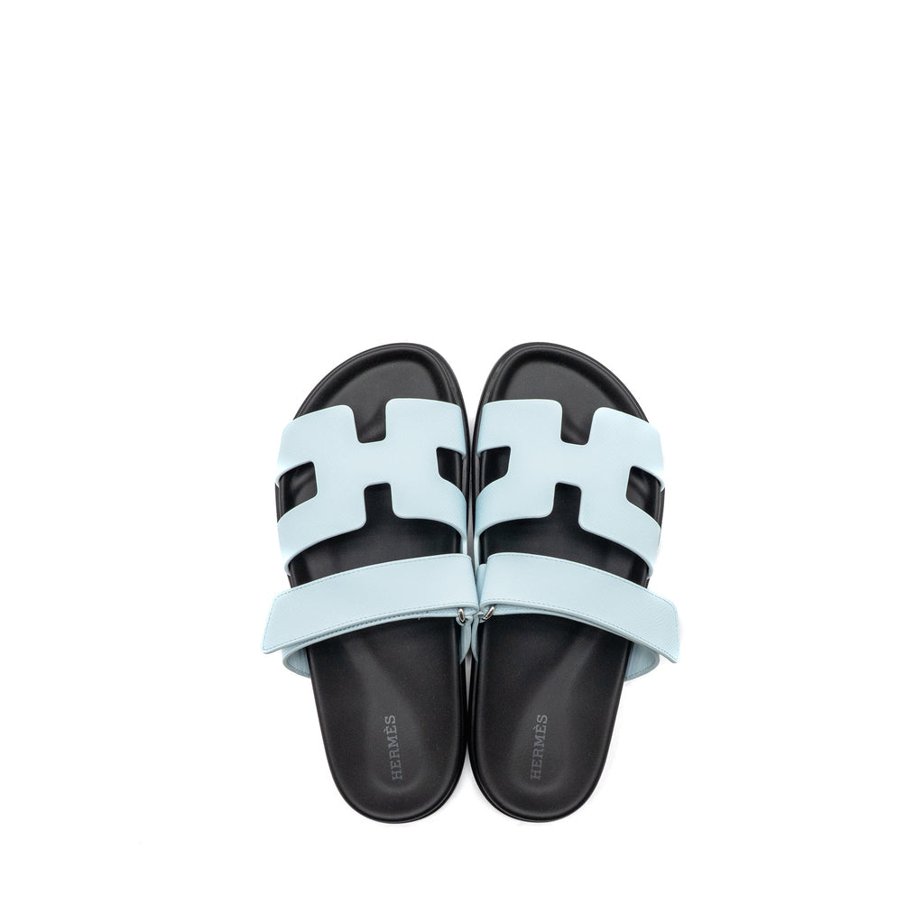 HERMES FEMME CHYPRE SANDALS EPSOM BLEU BRUME SHW