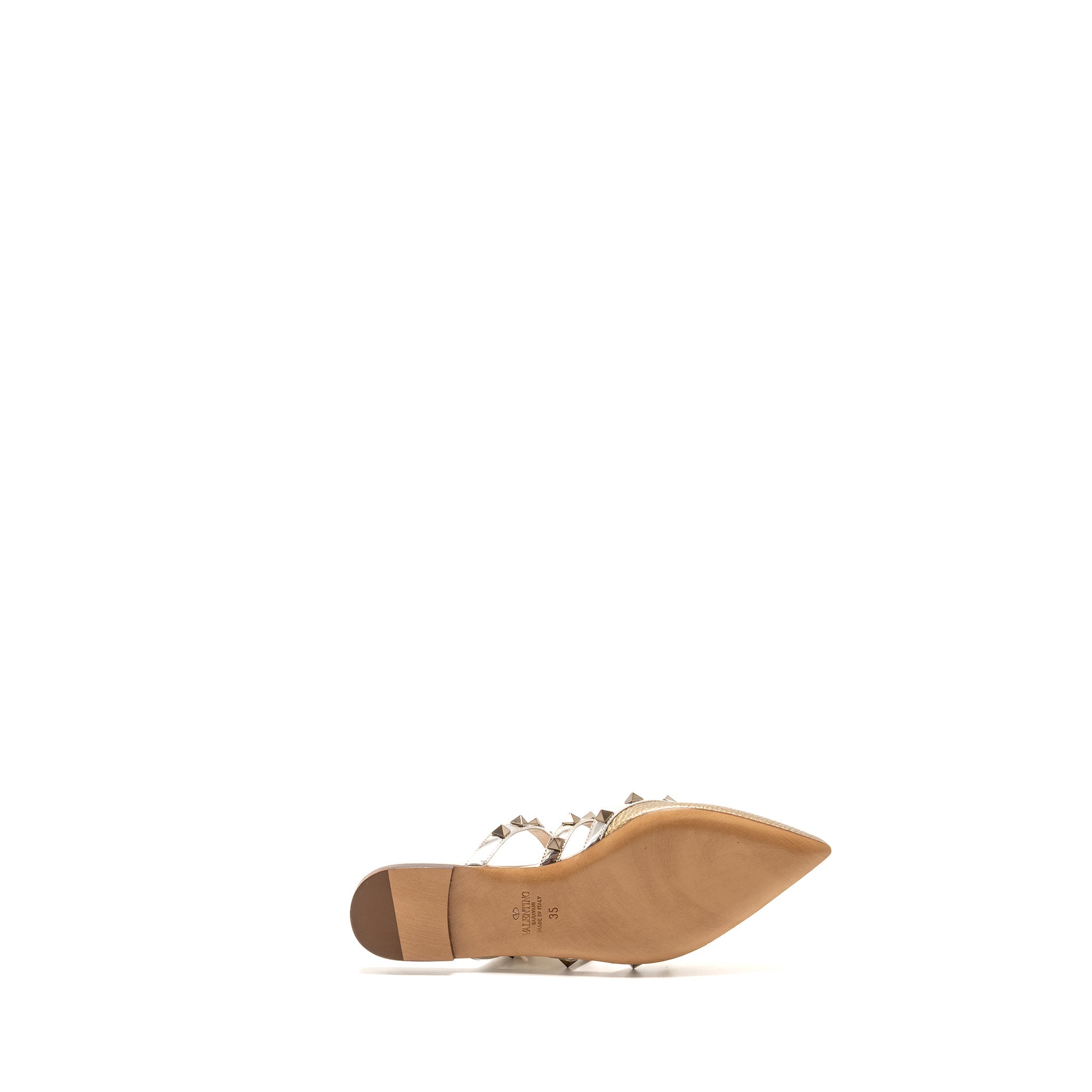 VALENTINO GARAVANI ROCKSTUD SLIPPERS CALFSKIN GOLD