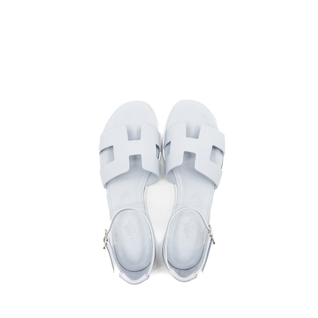 HERMES SANTORINI SANDALS EPSOM BLEU GLACIER SHW