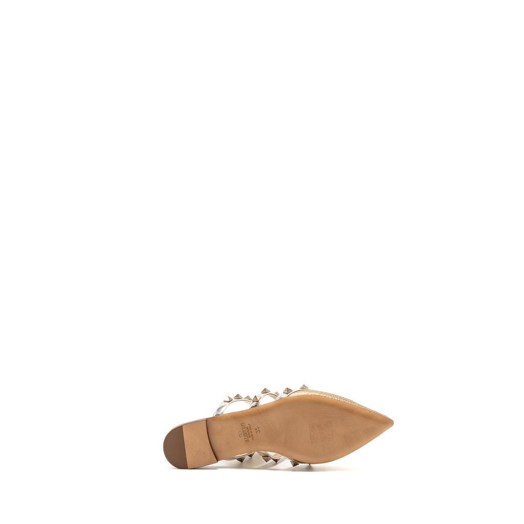 VALENTINO GARAVANI ROCKSTUD SLIPPERS CALFSKIN GOLD