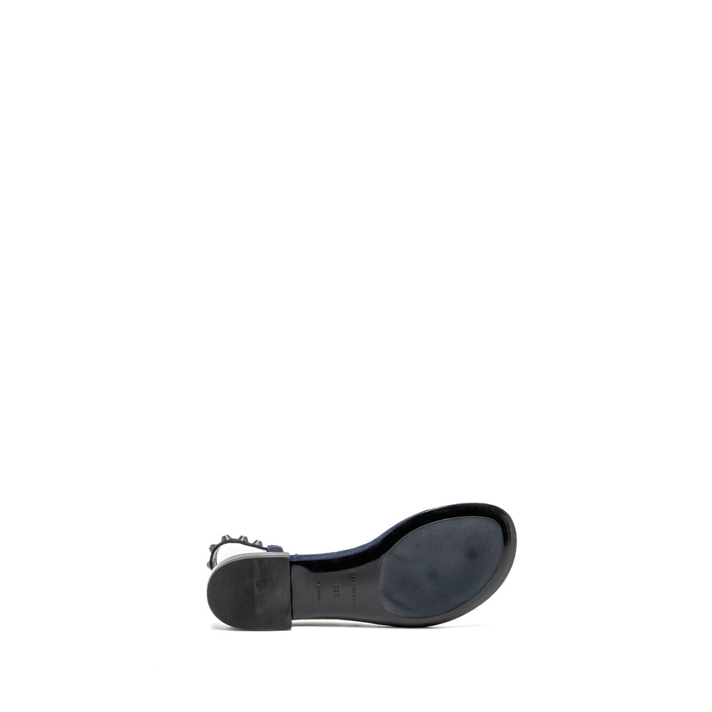 BALENCIAGA FLAT SANDALS SUEDE NAVY