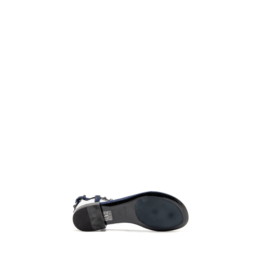 BALENCIAGA FLAT SANDALS SUEDE NAVY