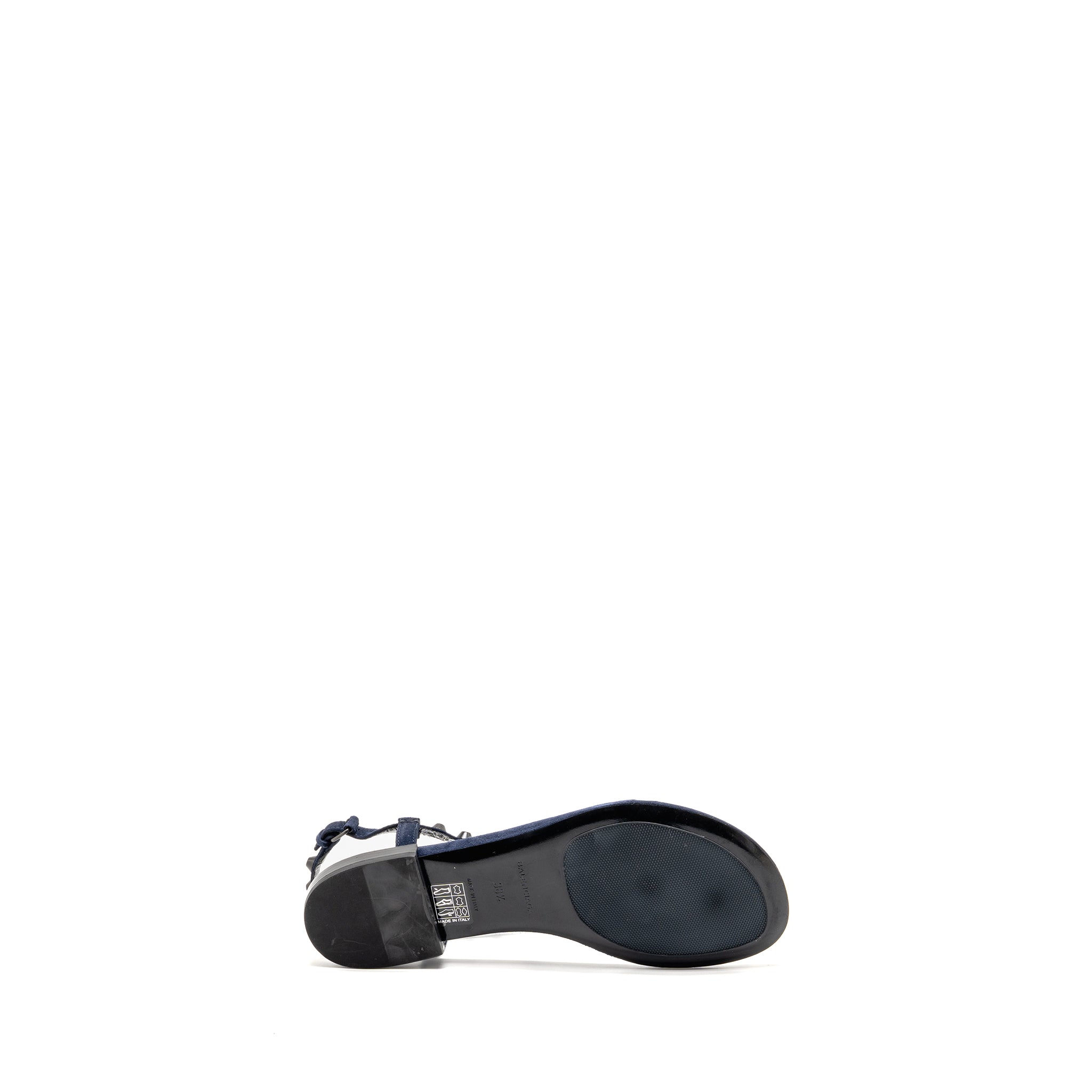 BALENCIAGA FLAT SANDALS SUEDE NAVY