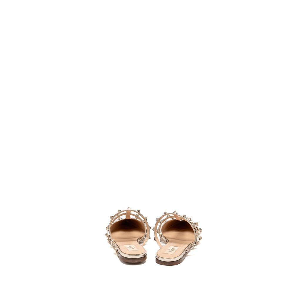 VALENTINO GARAVANI ROCKSTUD SLIPPERS CALFSKIN GOLD