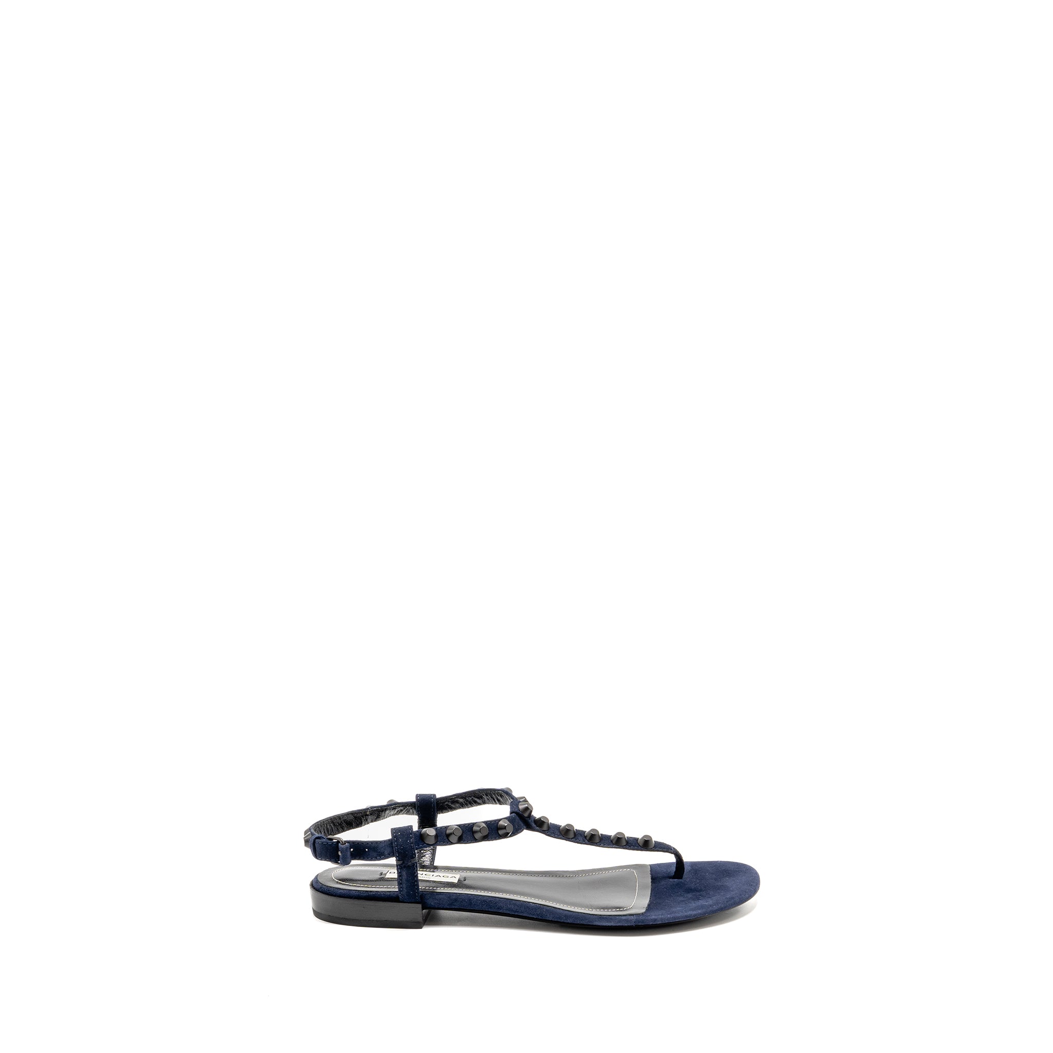 BALENCIAGA FLAT SANDALS SUEDE NAVY