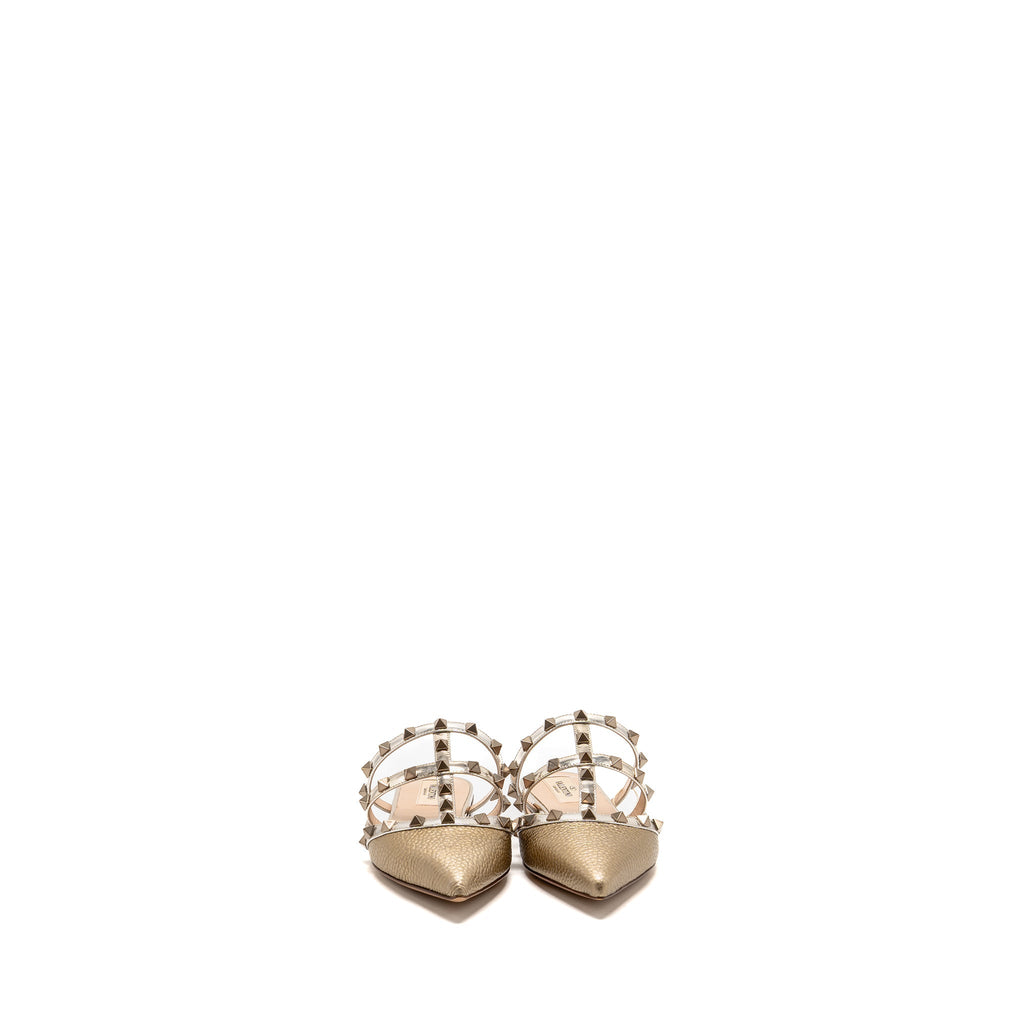 VALENTINO GARAVANI ROCKSTUD SLIPPERS CALFSKIN GOLD