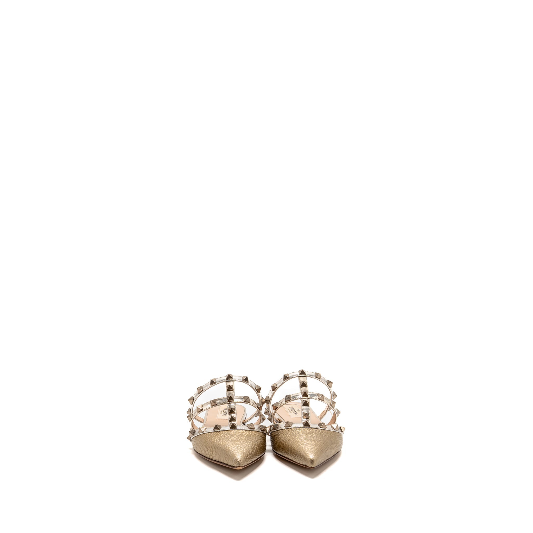 VALENTINO GARAVANI ROCKSTUD SLIPPERS CALFSKIN GOLD