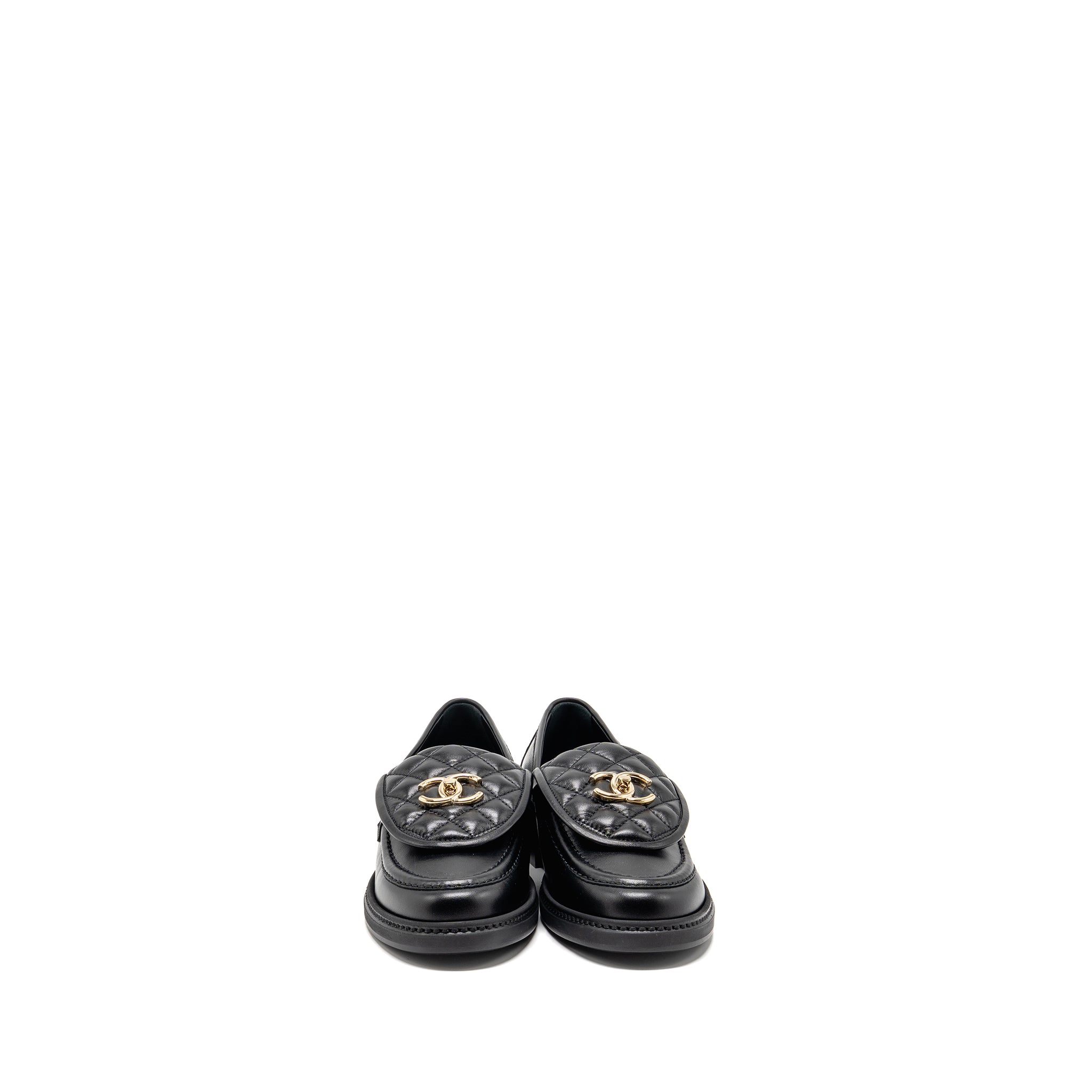 CHANEL TURNLOCK LOAFER LAMBSKIN BLACK LGHW