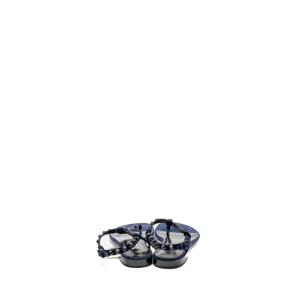 BALENCIAGA FLAT SANDALS SUEDE NAVY