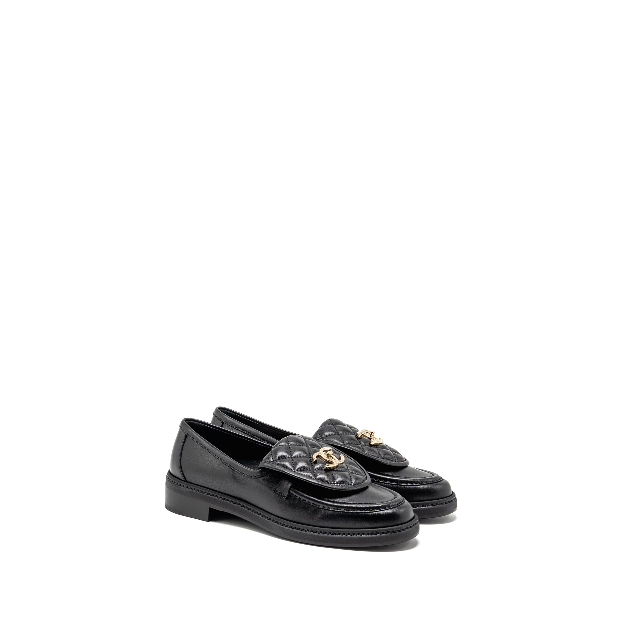 CHANEL TURNLOCK LOAFER LAMBSKIN BLACK LGHW