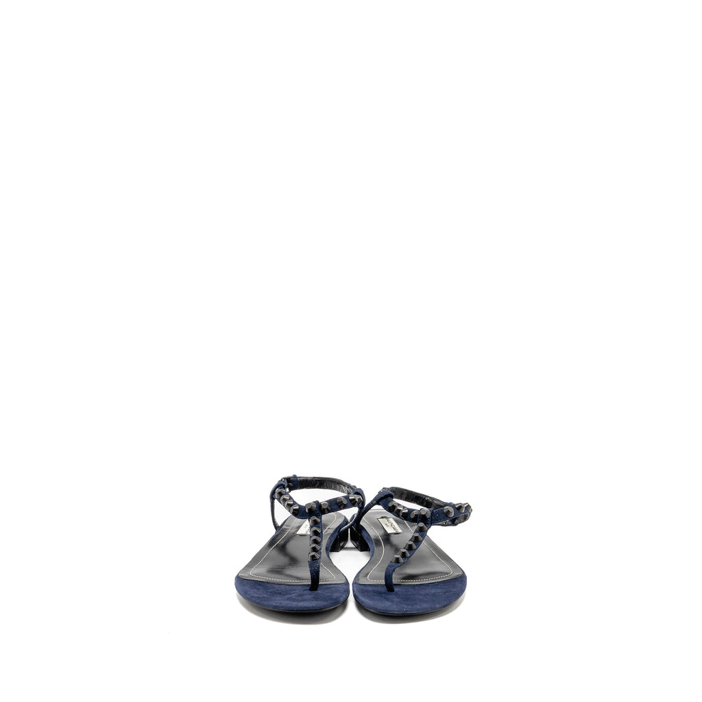 BALENCIAGA FLAT SANDALS SUEDE NAVY