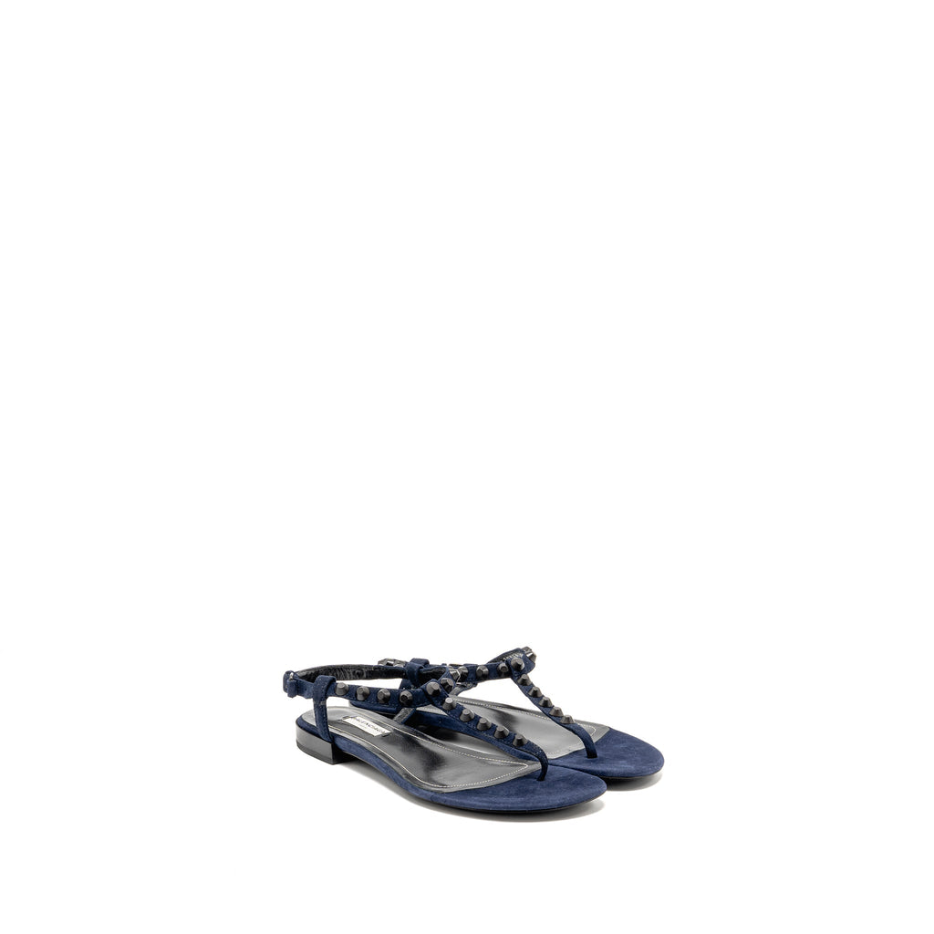 BALENCIAGA FLAT SANDALS SUEDE NAVY