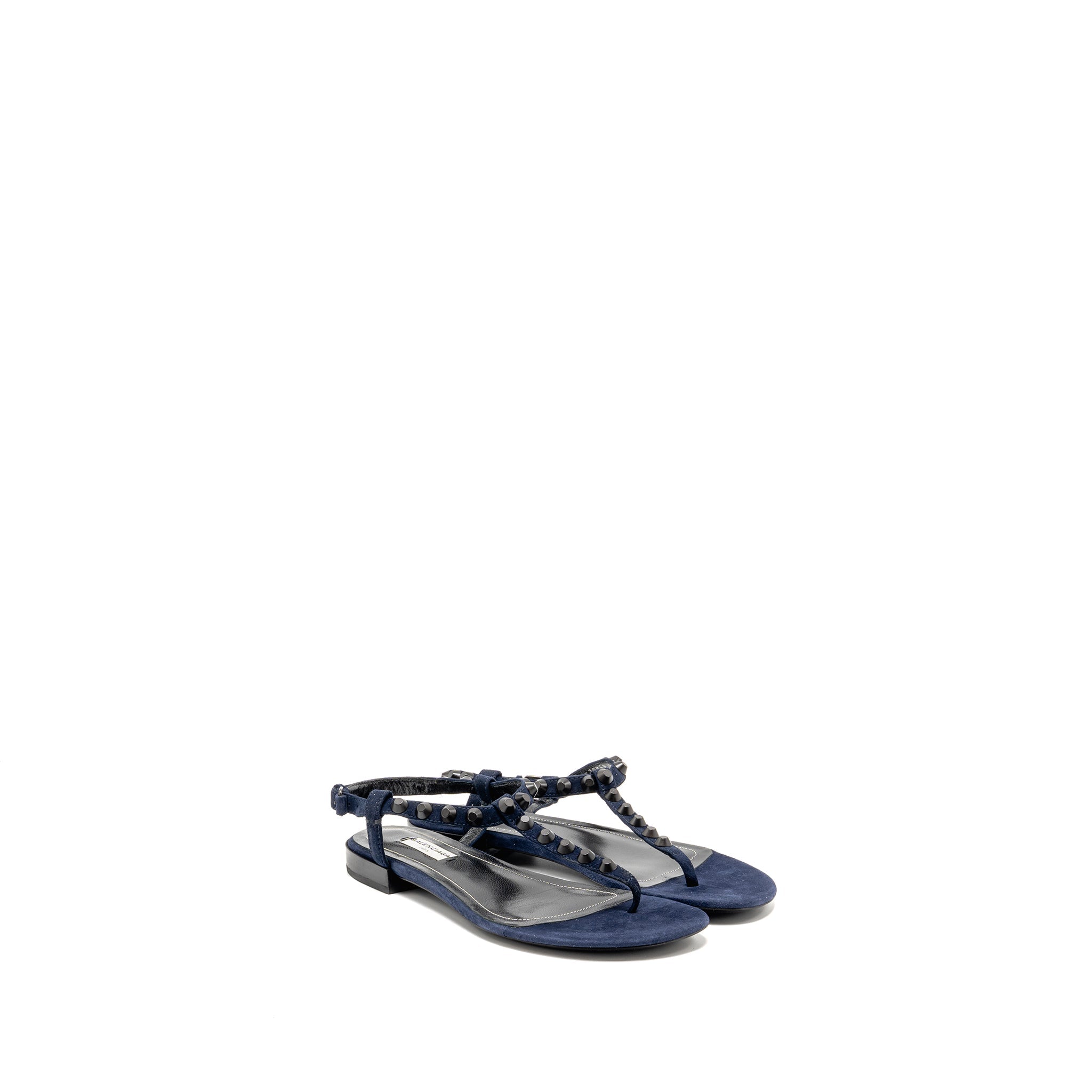 BALENCIAGA FLAT SANDALS SUEDE NAVY