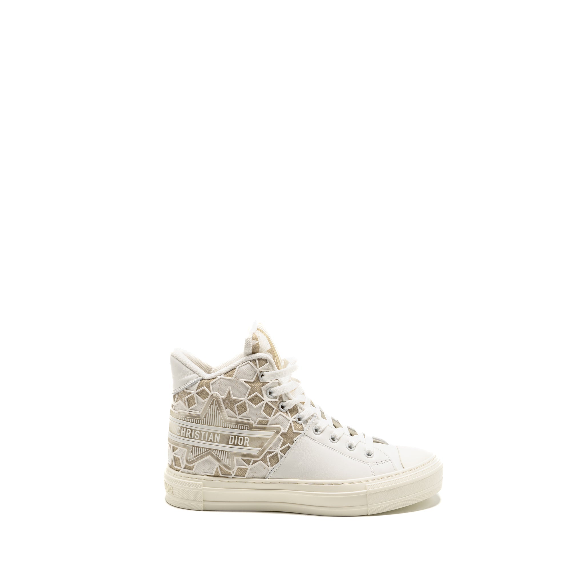 DIOR WALK’N’DIOR HIGHTOP STAR SNEAKER LEATHER GOLD/WHITE