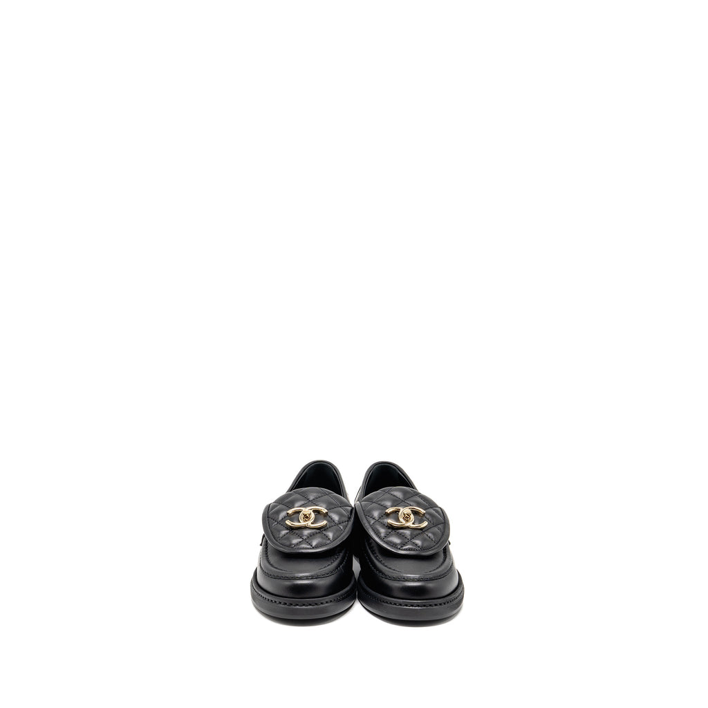 CHANEL TURNLOCK LOAFER LAMBSKIN BLACK LGHW