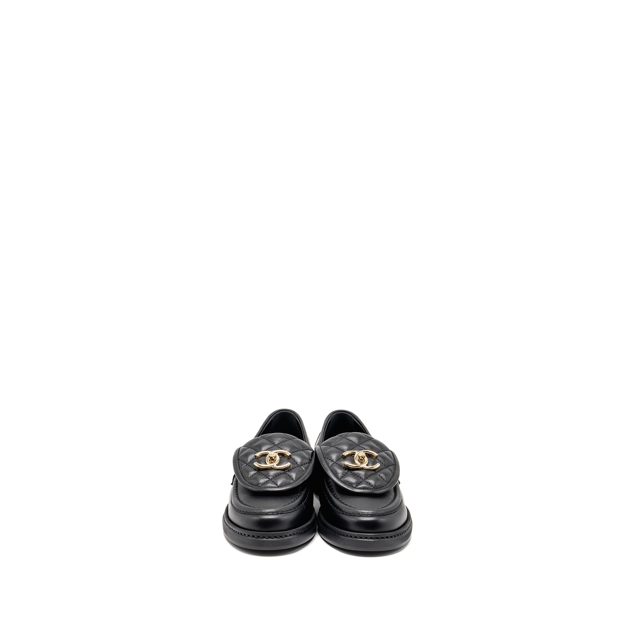 CHANEL TURNLOCK LOAFER LAMBSKIN BLACK LGHW