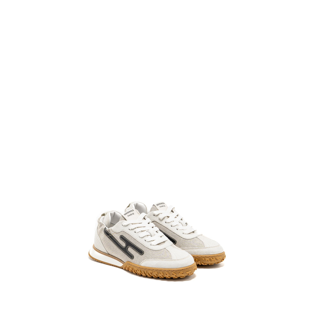 HERMES JET SNEAKER CANVAS/SUEDE GOATSKIN/CALFSKIN MULTICOLOUR PRUNOIR