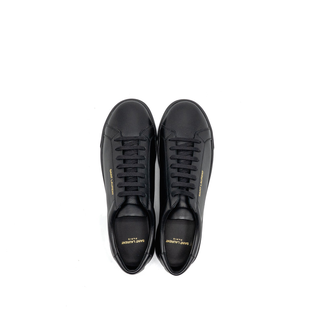 SAINT LAURENT/YSL ANDY LOW TOP SNEAKERS LEATHER BLACK/GOLD