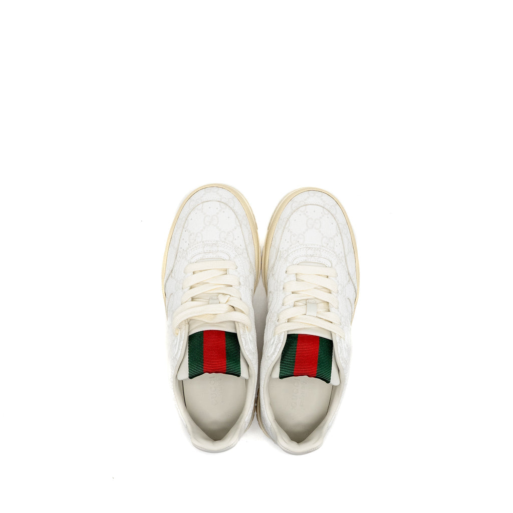 GUCCI RE-WEB TRAINER GG SUPREME CANVAS/LEATHER BEIGE/WHITE