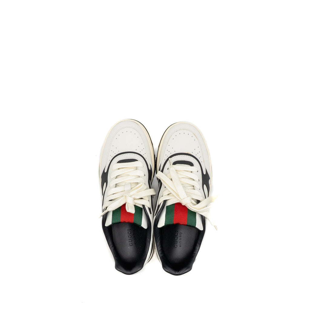 GUCCI RE-WEB SNEAKERS LEATHER WHITE/BLACK