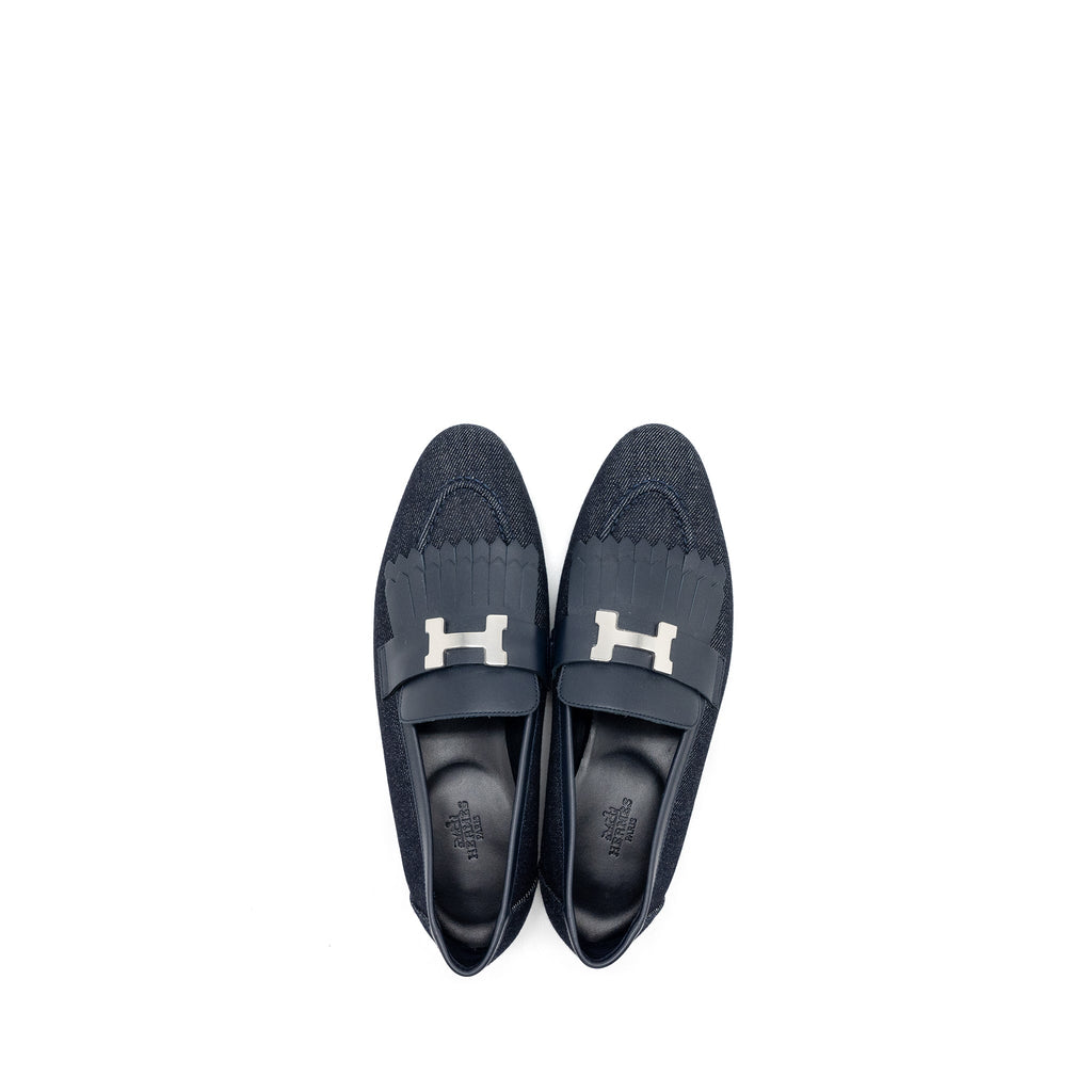 HERMES MOCASSINS ROYAL LOAFER DENIM/CALFSKIN BLEU BRUT/MARINE SHW