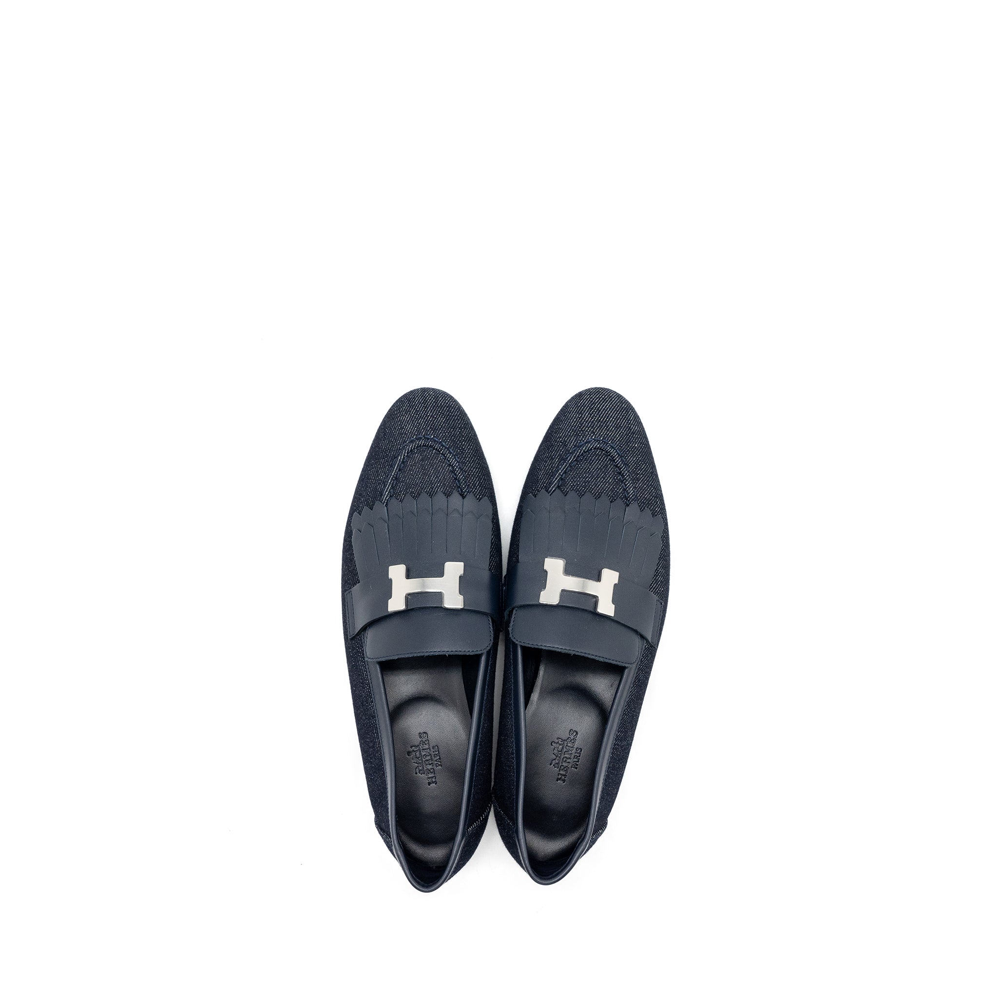 HERMES MOCASSINS ROYAL LOAFER DENIM/CALFSKIN BLEU BRUT/MARINE SHW