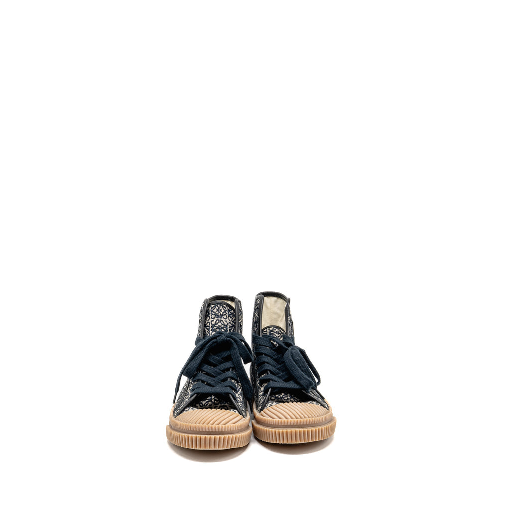 LOEWE ANAGRAM JACQUARD HIGH TOP SNEAKER BLACK/WHITE