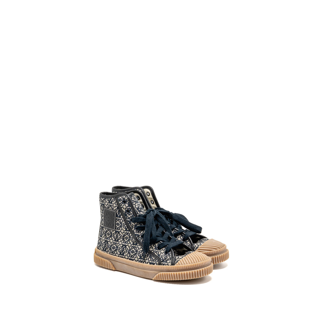 LOEWE ANAGRAM JACQUARD HIGH TOP SNEAKER BLACK/WHITE