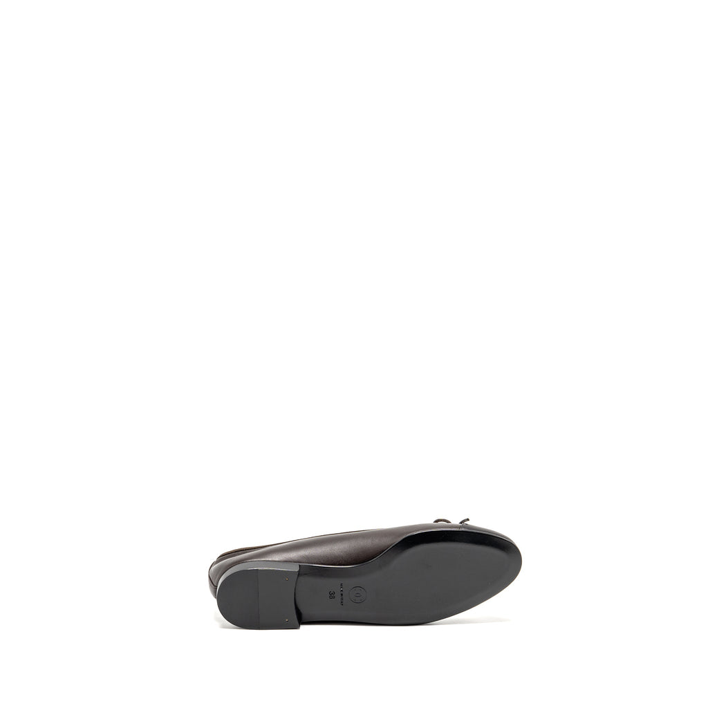 CHANEL BALLET FLATS LAMBSKIN BROWN/BLACK