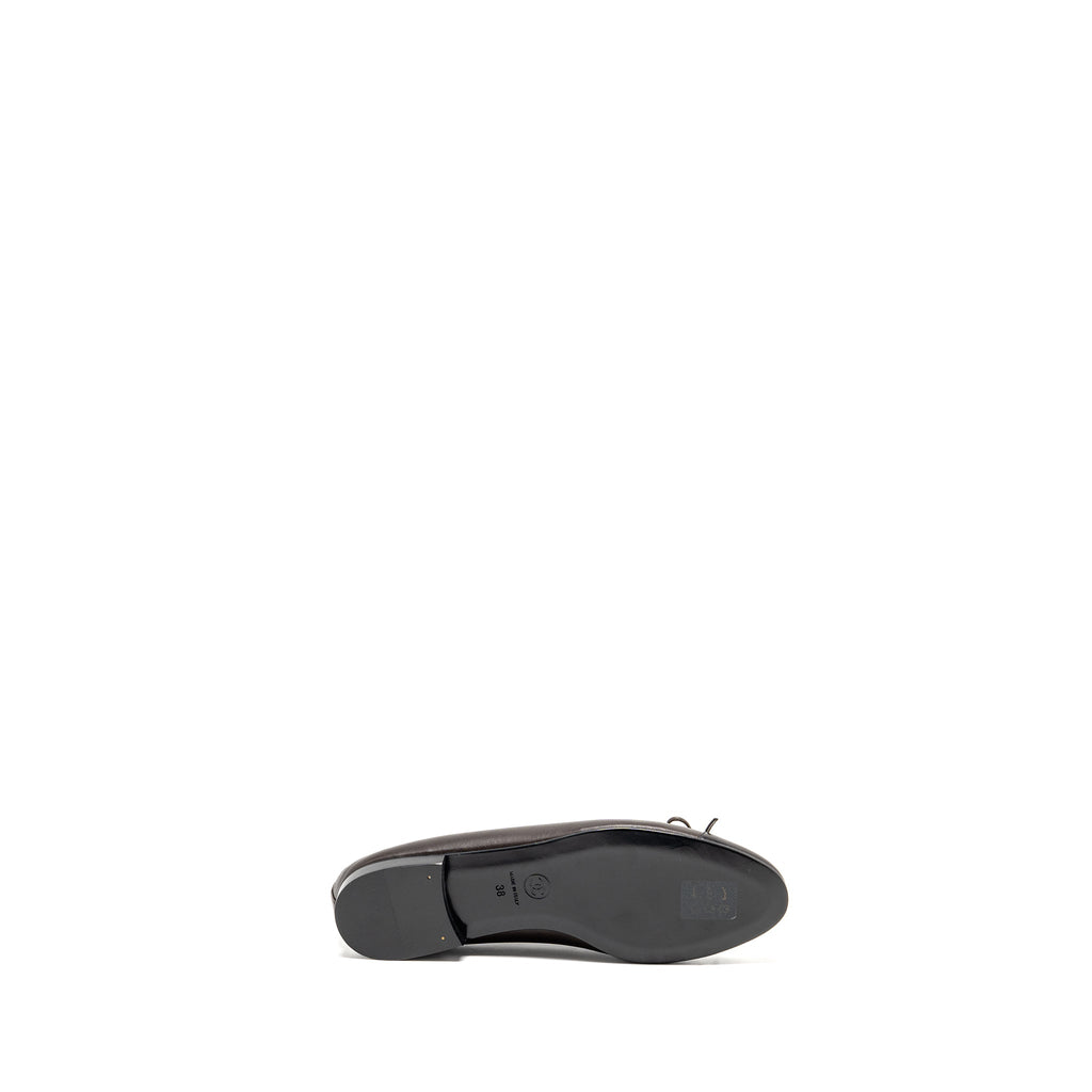 CHANEL BALLET FLATS LAMBSKIN BROWN/BLACK