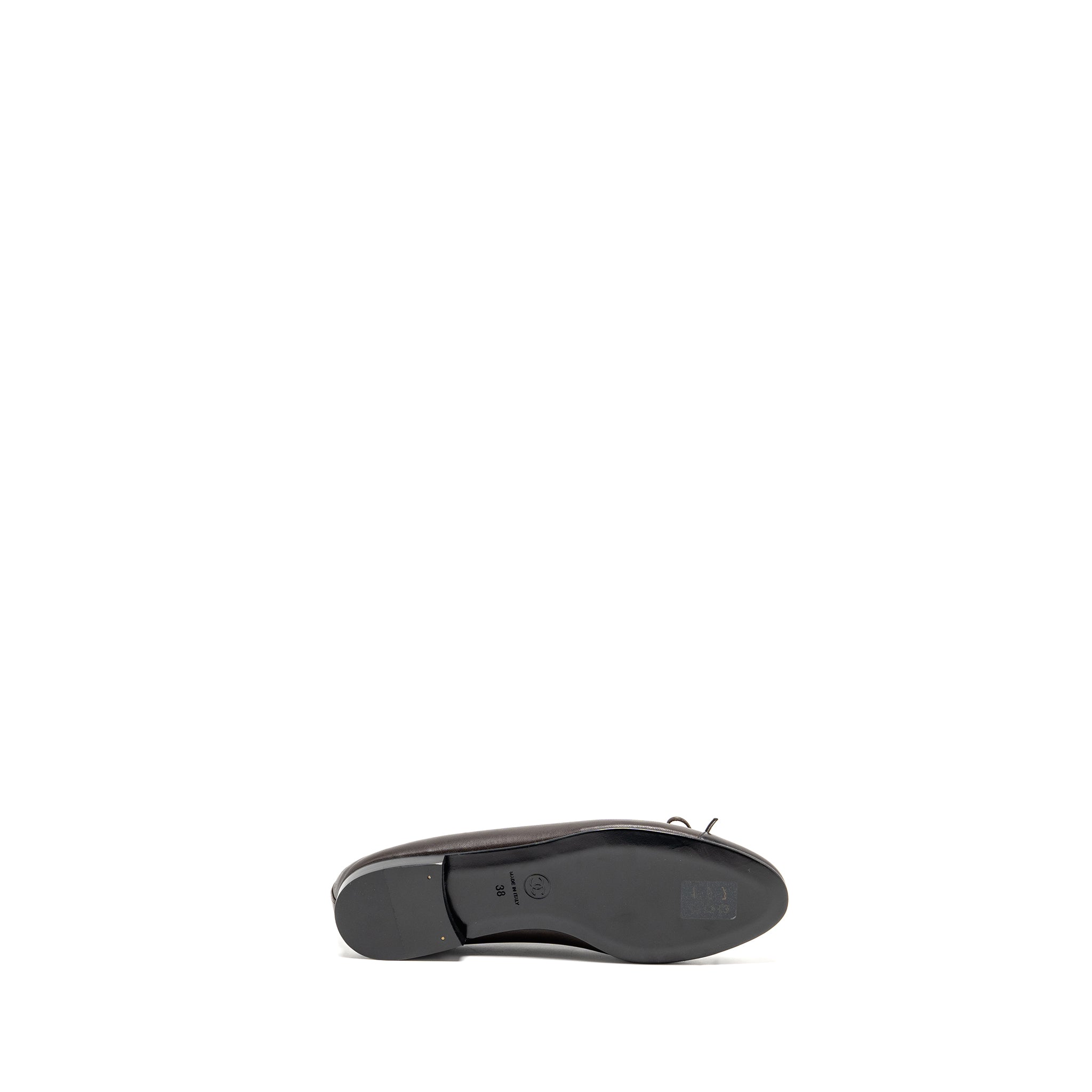 CHANEL BALLET FLATS LAMBSKIN BROWN/BLACK