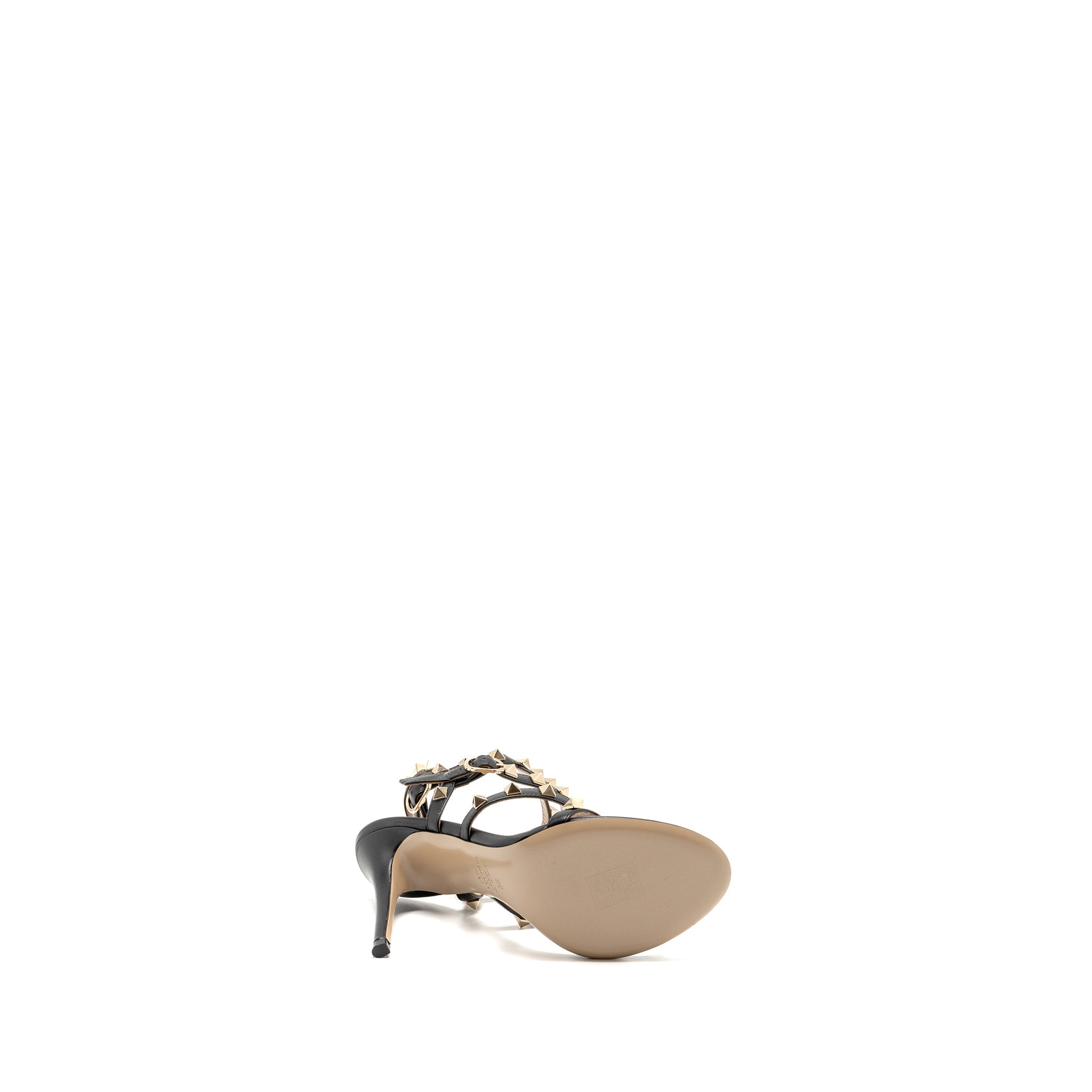 VALENTINO ROCKSTUD SANDAL 10CM HEEL CALFSKIN BLACK LGHW