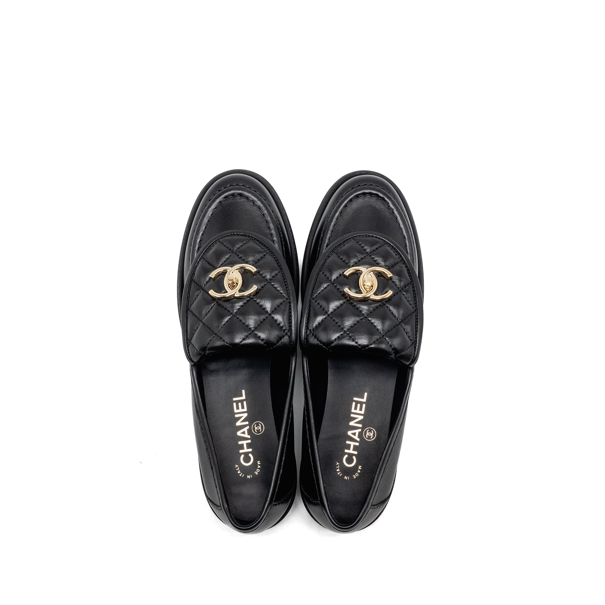 CHANEL TURNLOCK LOAFER LAMBSKIN BLACK LGHW