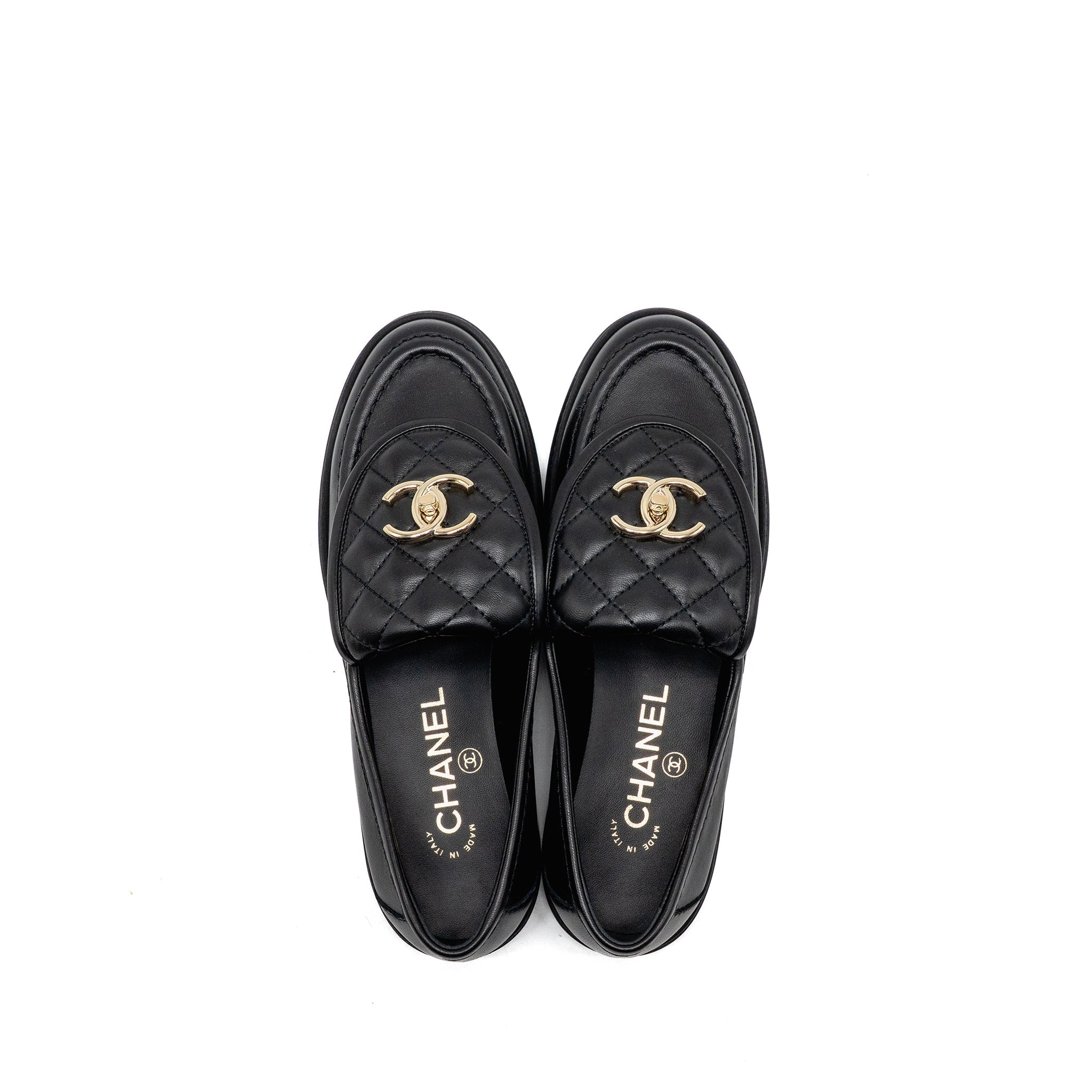 CHANEL TURNLOCK LOAFER LAMBSKIN BLACK LGHW