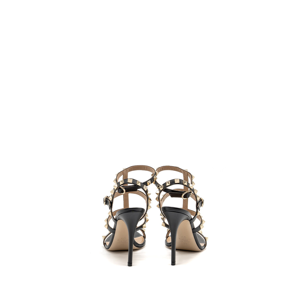 VALENTINO ROCKSTUD SANDAL 10CM HEEL CALFSKIN BLACK LGHW