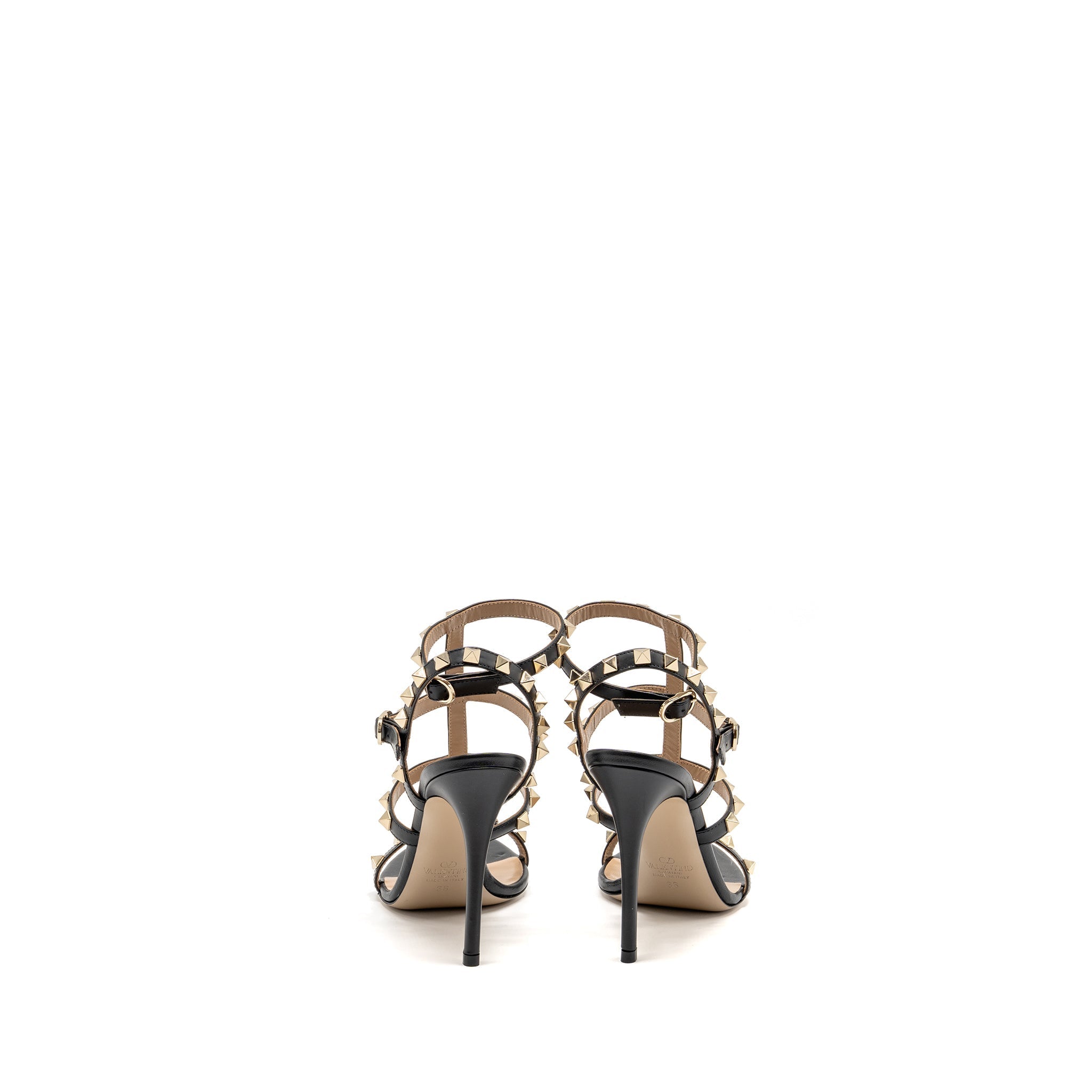 VALENTINO ROCKSTUD SANDAL 10CM HEEL CALFSKIN BLACK LGHW