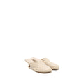 BURBERRY EMBROIDERED QUILTED SLIP-ON MULES LEATHER LIGHT BEIGE
