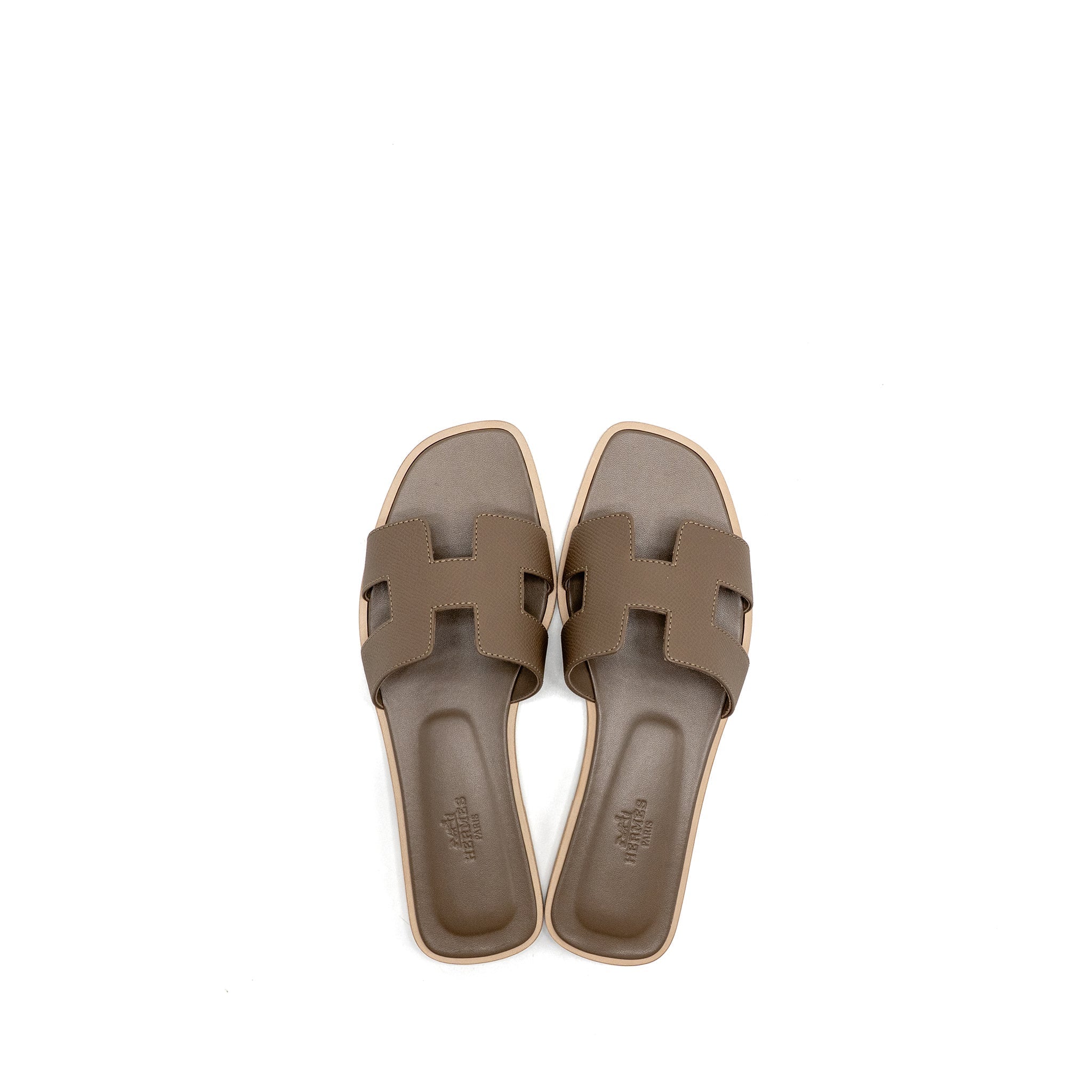 HERMES ORAN SANDALS EPSOM ETOUPE