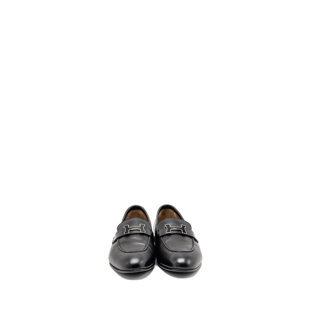 HERMES PARIS LOAFER LEATHER BLACK WITH ENAMEL HARDWARE