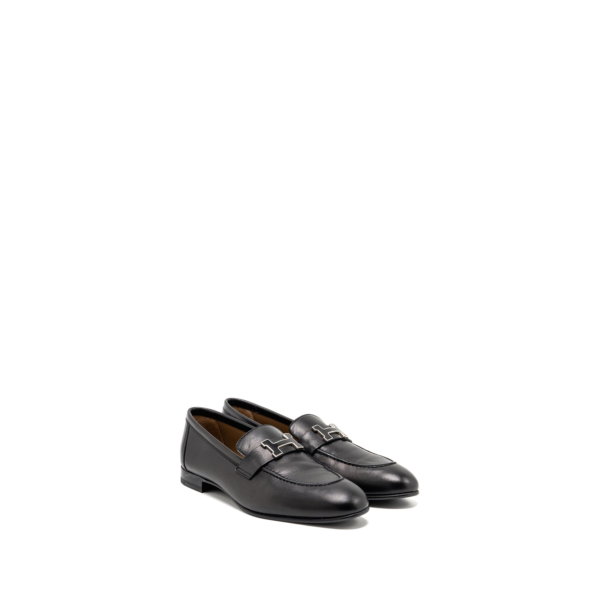 HERMES PARIS LOAFER LEATHER BLACK WITH ENAMEL HARDWARE