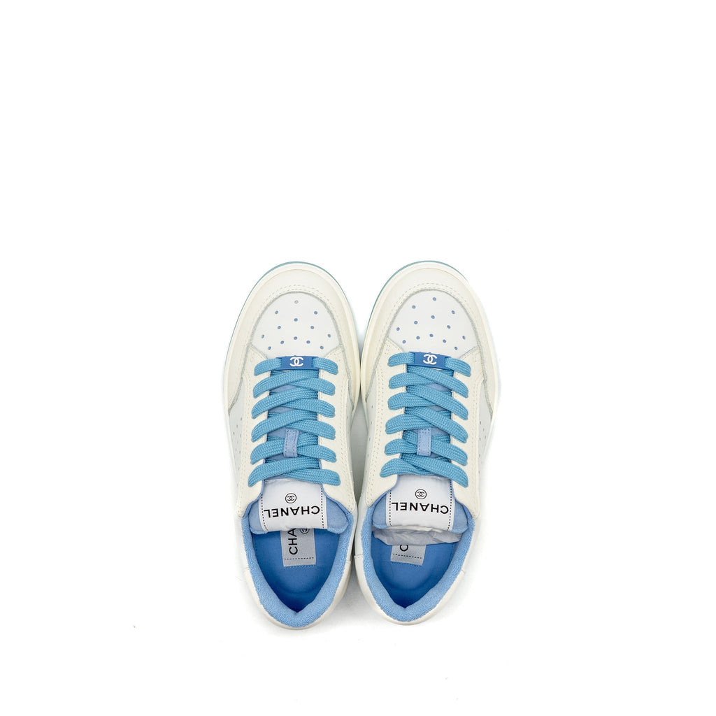CHANEL RUNNER TENNIS SNEAKERS LEATHER BLUE/WHITE