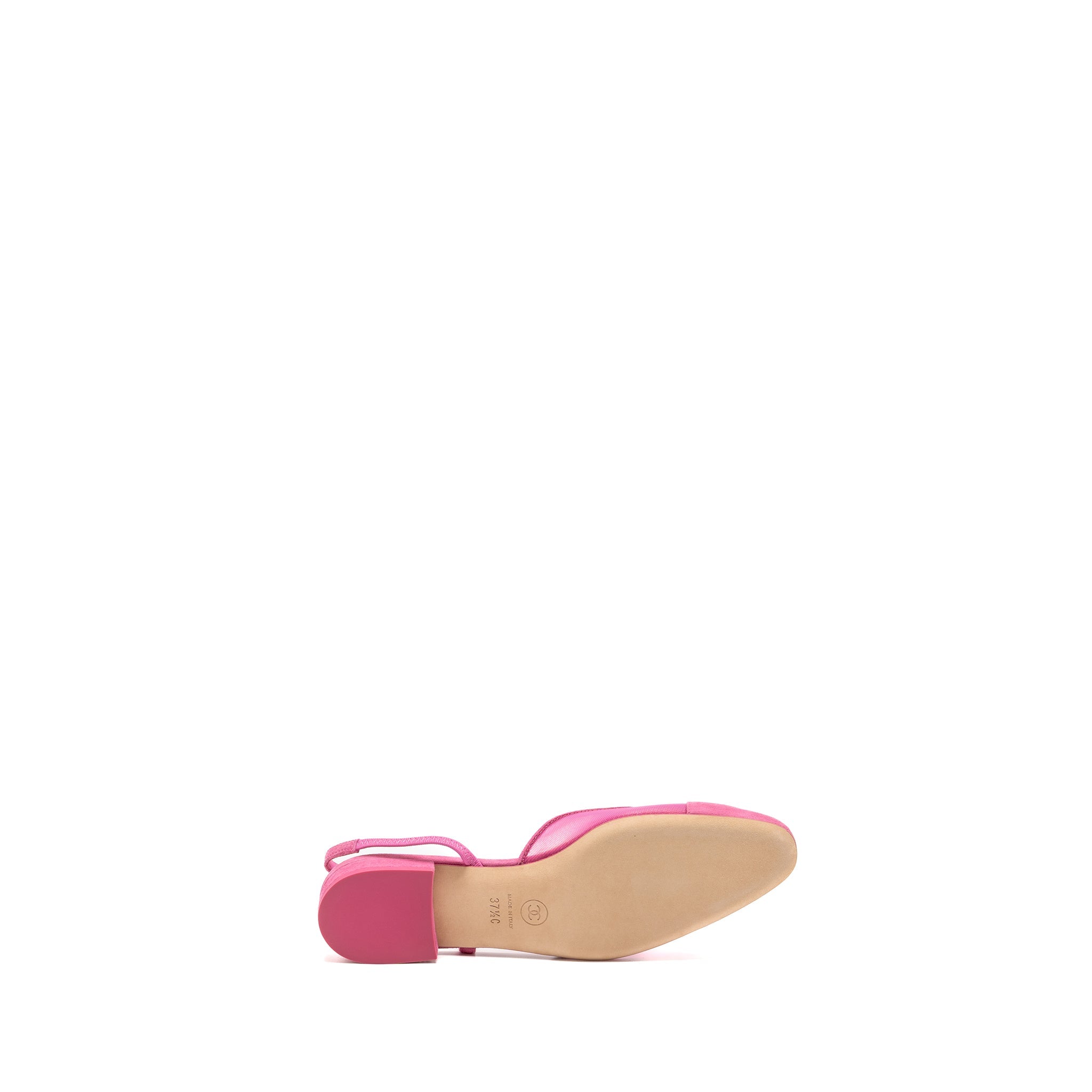CHANEL SLINGBACK FLATS SUEDE/MESH PINK