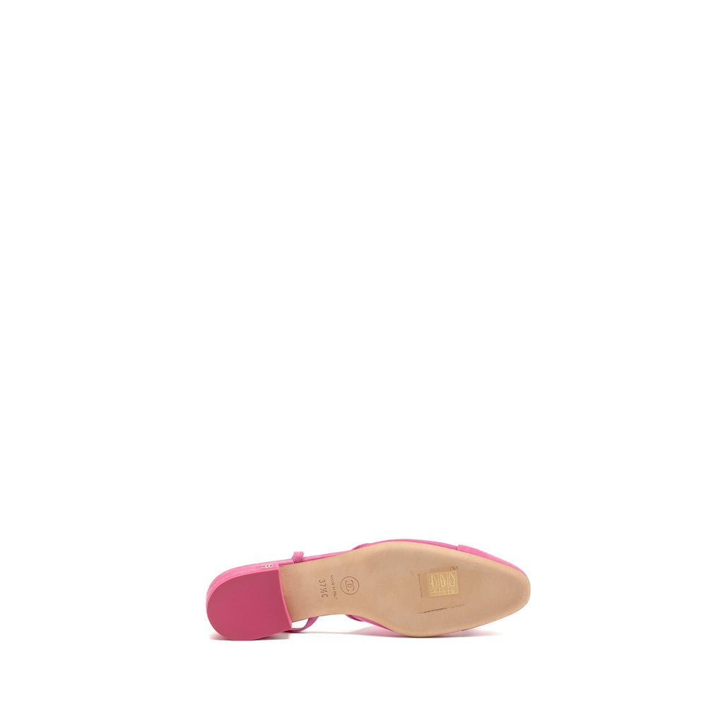 CHANEL SLINGBACK FLATS SUEDE/MESH PINK