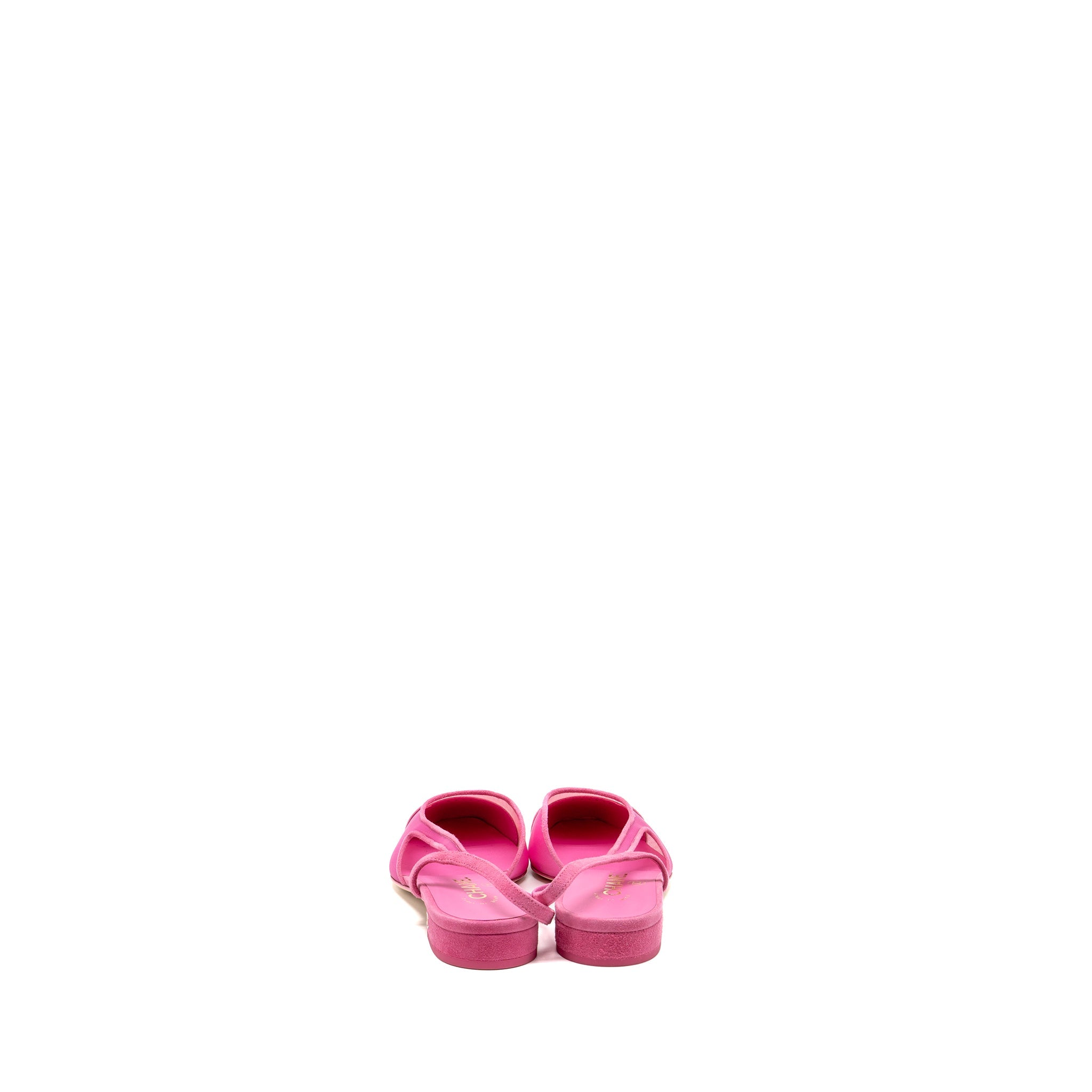 CHANEL SLINGBACK FLATS SUEDE/MESH PINK