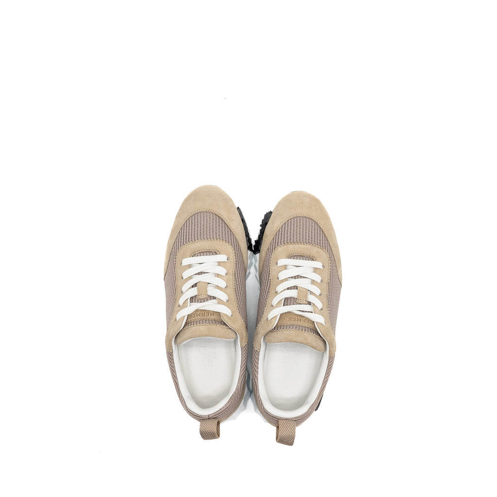 HERMES BOUNCING SNEAKER MESH/SUEDE GOATSKIN BEIGE CAMEL
