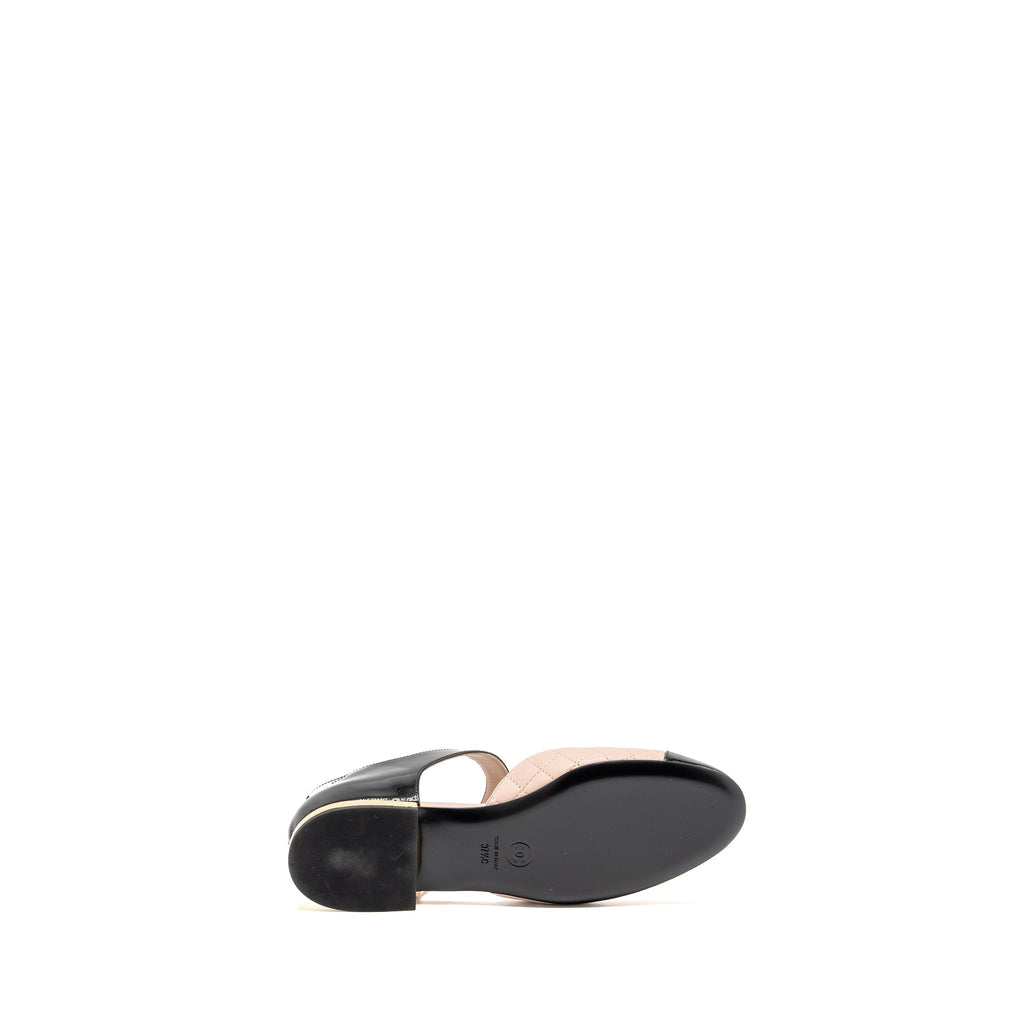 CHANEL MARY JANES BALLET FLATS LEATHER/PATENT BLACK/LIGHT PINK GHW