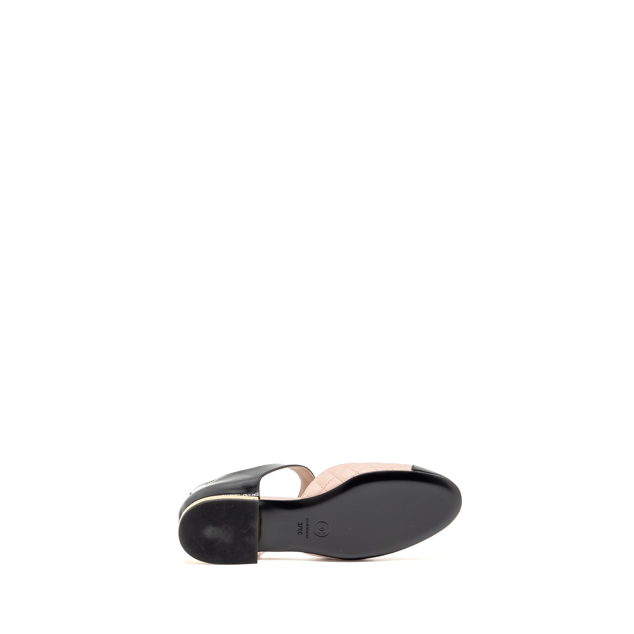CHANEL MARY JANES BALLET FLATS LEATHER/PATENT BLACK/LIGHT PINK GHW