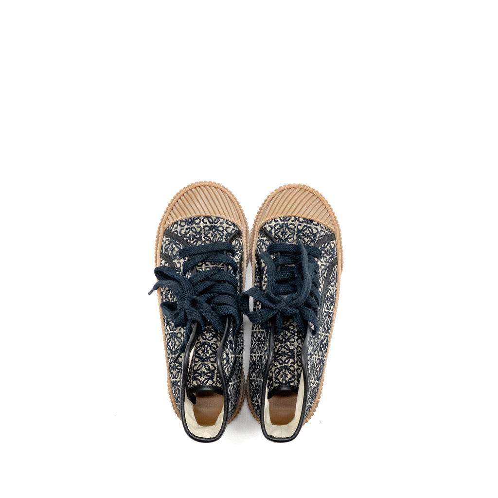 LOEWE ANAGRAM JACQUARD HIGH TOP SNEAKER BLACK/WHITE
